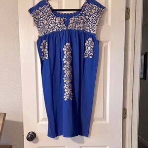 Blue Embroidered Women's Dress